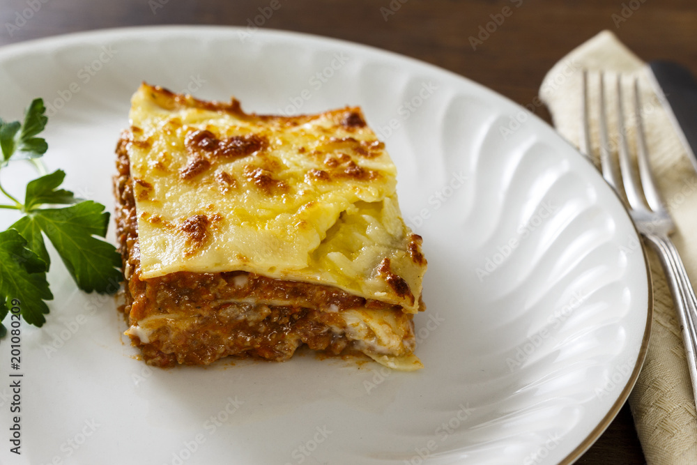 Homemade meat lasagna. Mediterranean cuisine