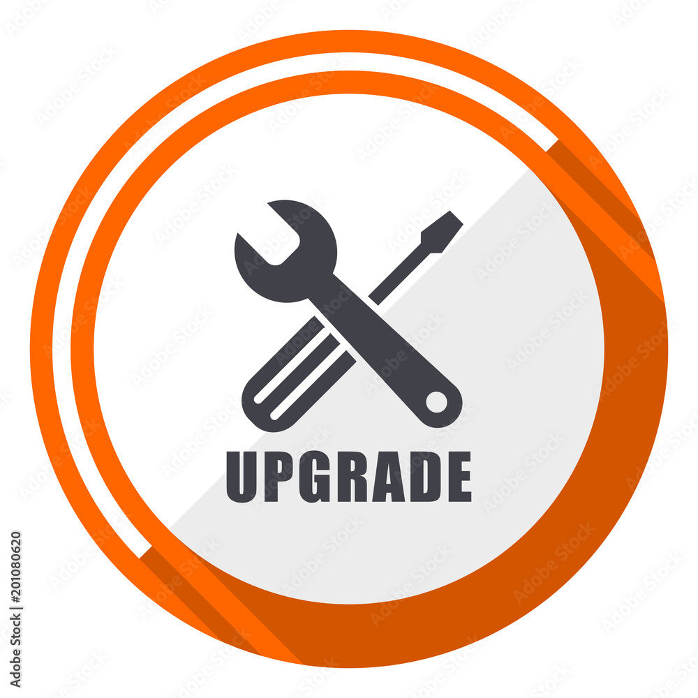 Upgrade flat design orange round vector icon in eps 10 Upgrade flat design orange round vector icon in eps 10