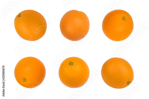 Ripe orange fresh orange, isolated on white background. pattern