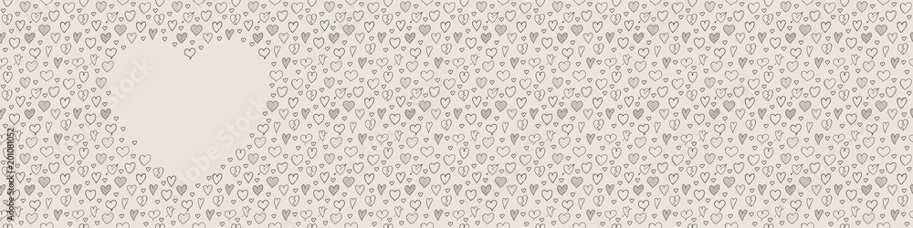 Panoramic header with heart pattern. Vector. Panoramic header with heart pattern. Vector.