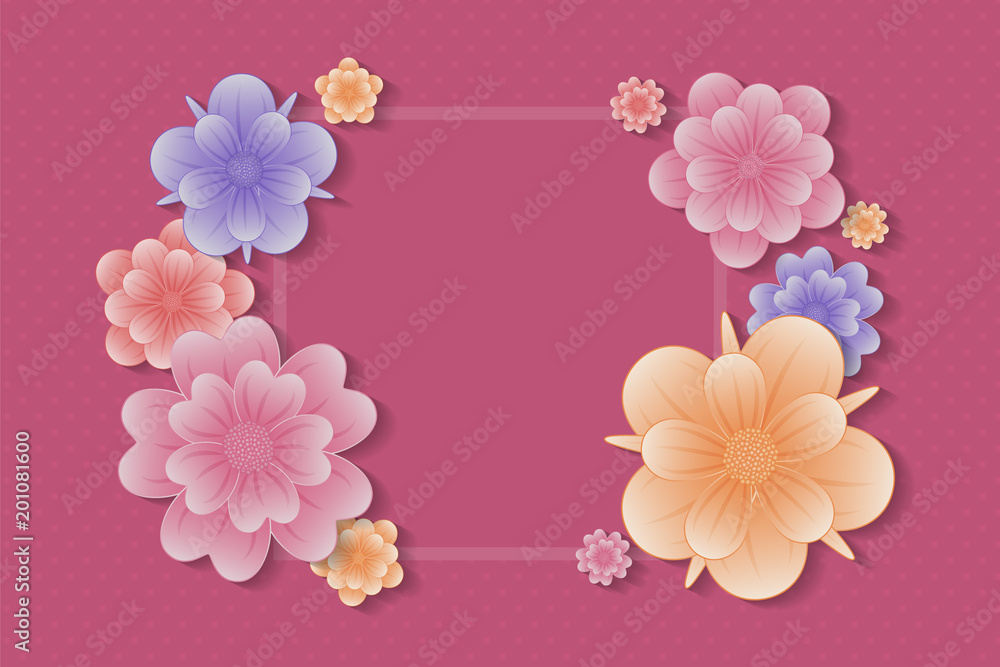 Fototapeta premium Mother's Day - background with flowers and copyspace. Vector.