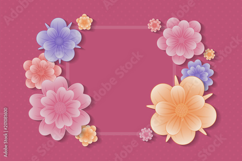 Mother s Day - background with flowers and copyspace. Vector.