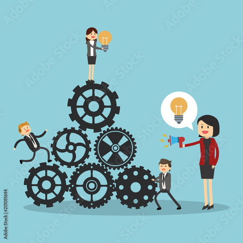 boss pressing his employers to work cartoon vector illustration graphic design
