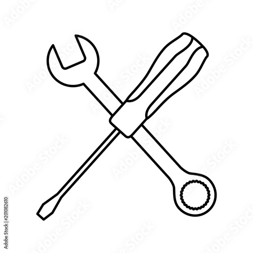 wrench key and screwdriver vector illustration design