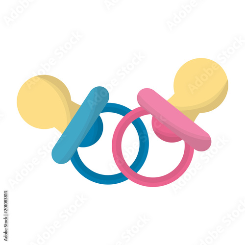 baby shower two pacifier accessories vector illustration