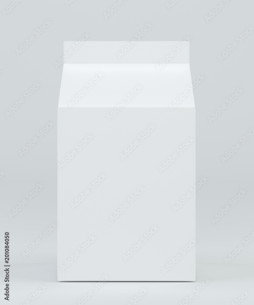 Milk box front view. Carton box Mock-up. White clear empty box. 3d rendering. Milk box front view. Carton box Mock-up. White clear empty box. 3d rendering.