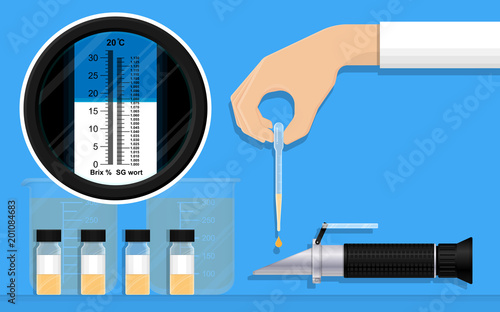 Brix wine lab food tool test toxic beer salt drop water sugar meter acid check juice level scale fluid fruit tester liquid result purity health device sucrose control farmer protein quality