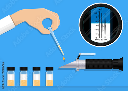 Brix wine lab food tool test toxic beer salt drop water sugar meter acid check juice level scale fluid fruit tester liquid result purity health device sucrose control farmer protein quality