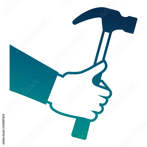 hand with hammer tool vector illustration design