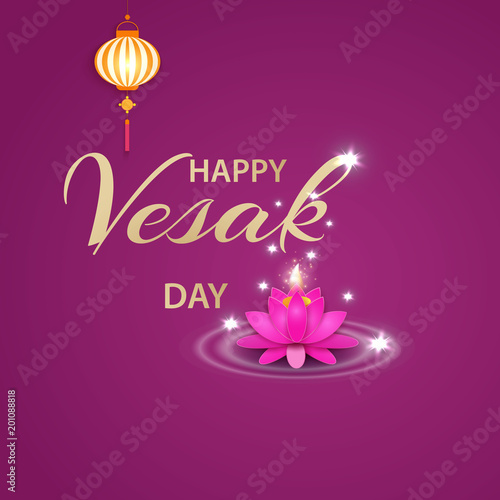 Illustration of Happy Vesak Day or Buddha Purnima background.