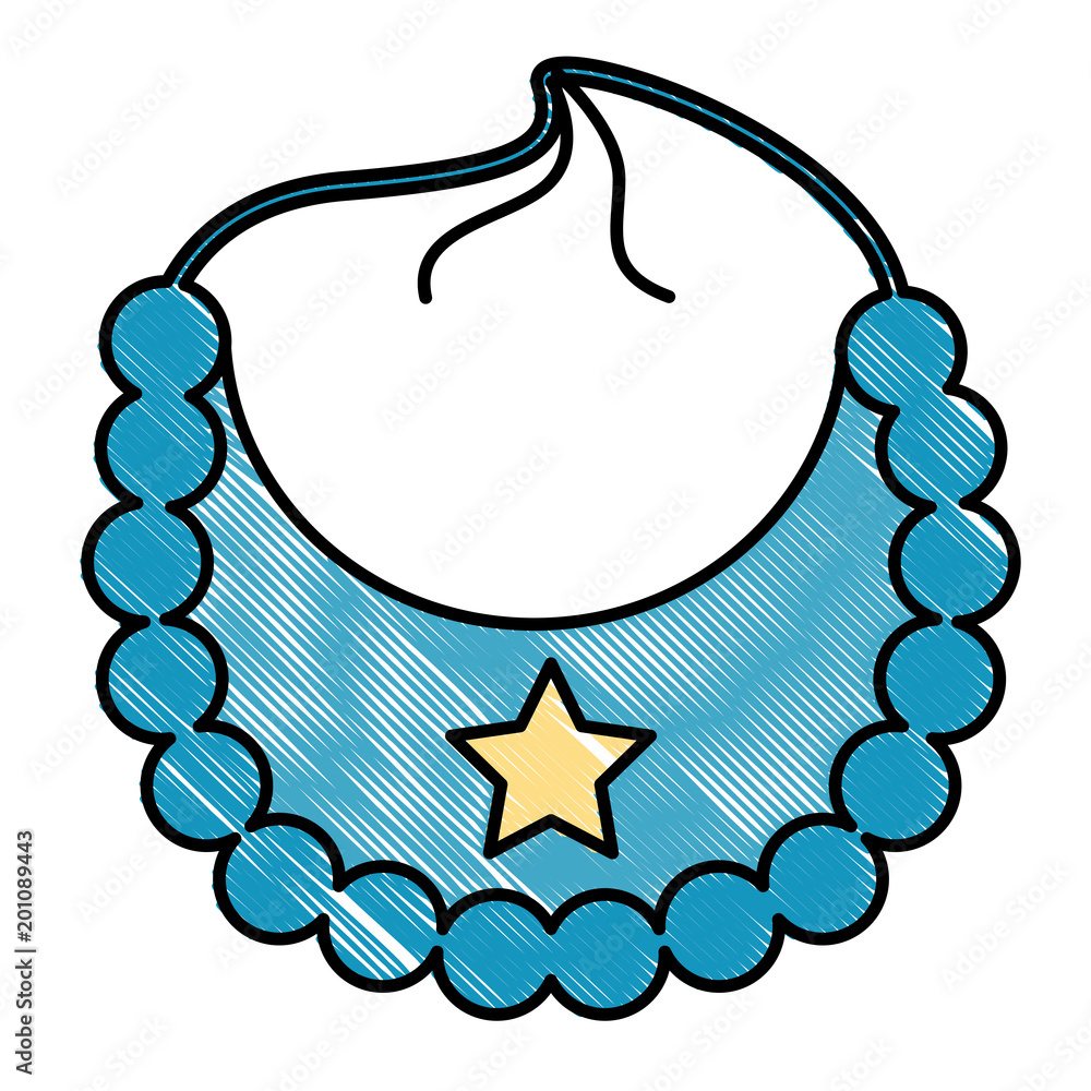 blue star bib boy baby shower vector illustration drawing Stock Vector |  Adobe Stock