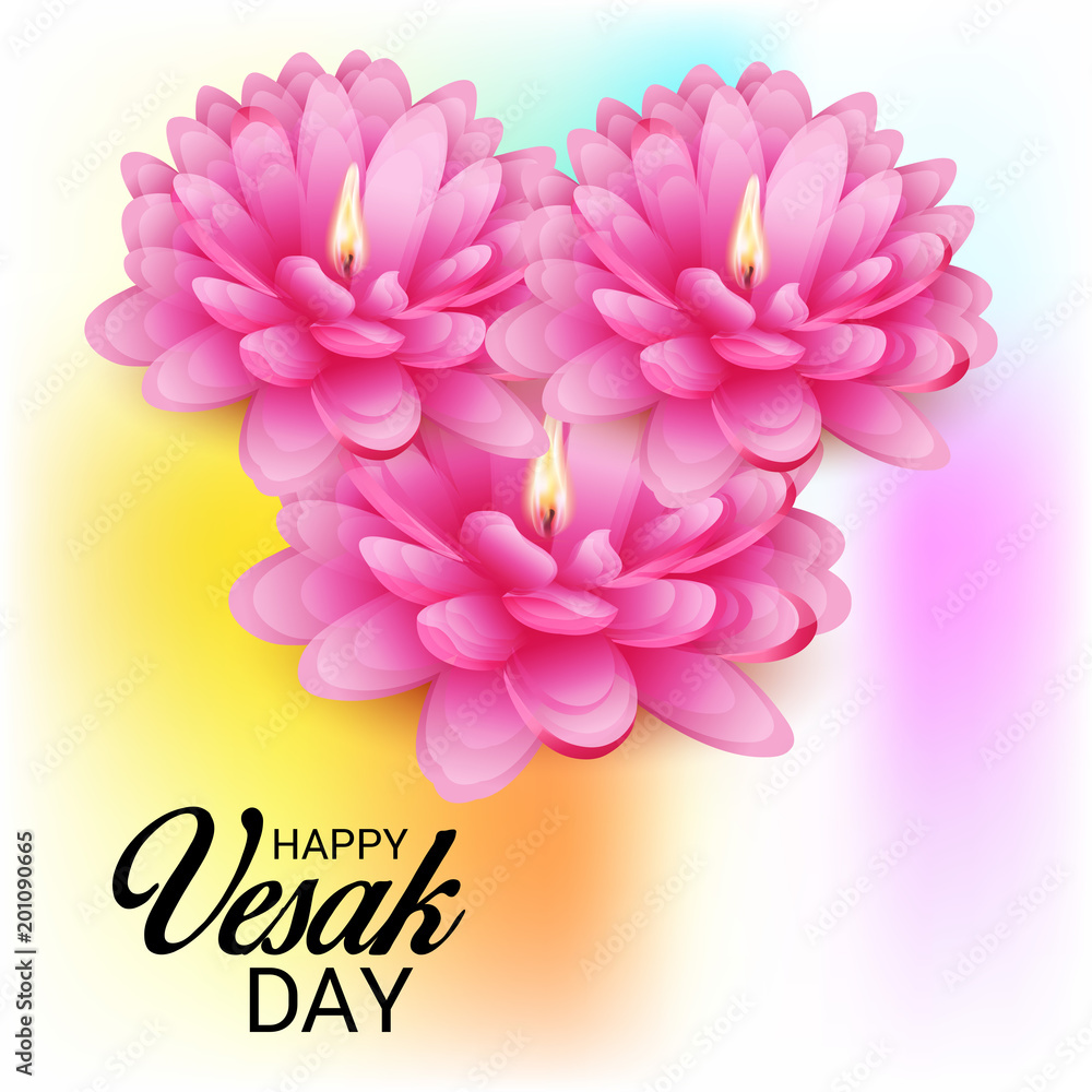 Vesak Day with Pink Lotus Flower. Vesak Day with Pink Lotus Flower.
