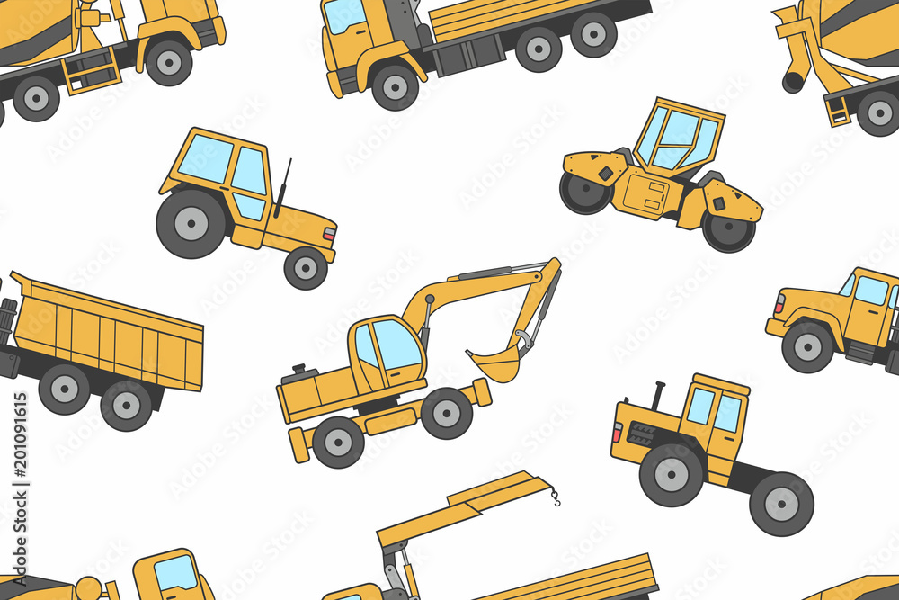 Seamless pattern Construction machines Seamless pattern Construction machines