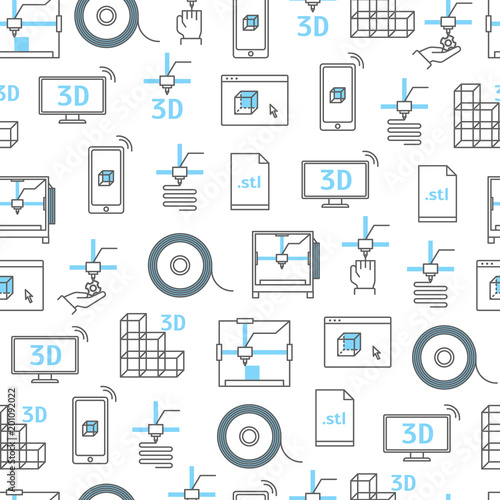 3D Printing Seamless Pattern Background. Vector