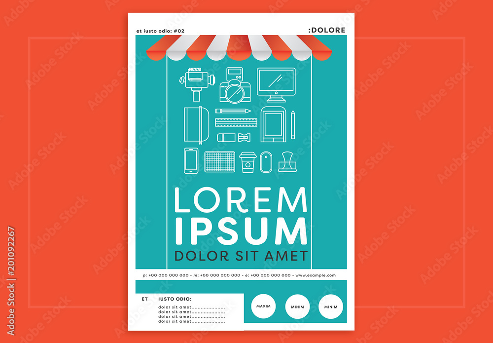 Streamlined Poster Poster Layout with Outlined Illustrations Stock Template | Adobe Stock