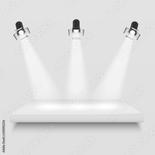 Realistic 3d Light Box with Platform. Vector
