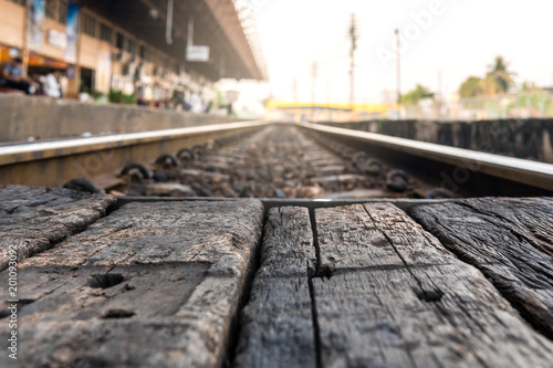 The scene serves as a sheet of old brown wood. And the background of the tracks.Images from Thailand and look old and used as the background.