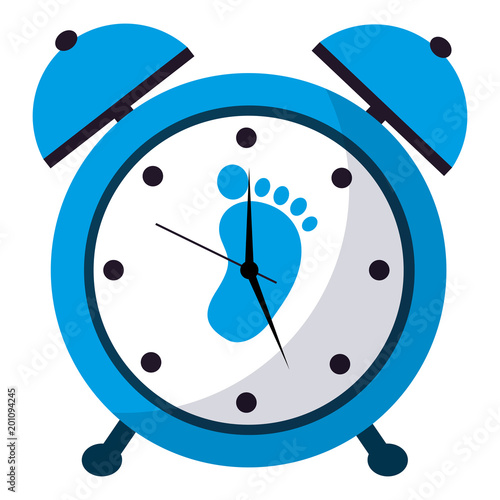 alarm clock with footprint vector illustration design