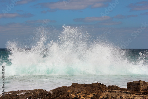 sea waves crashing against the rocks, Tantura nature reserve, northern Israel