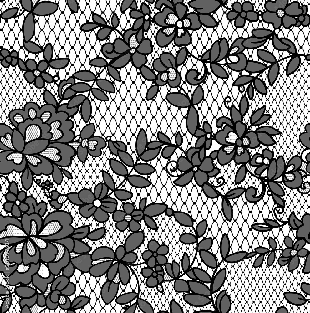 Abstract Seamless Lace Pattern With Flowers Stock Illustration