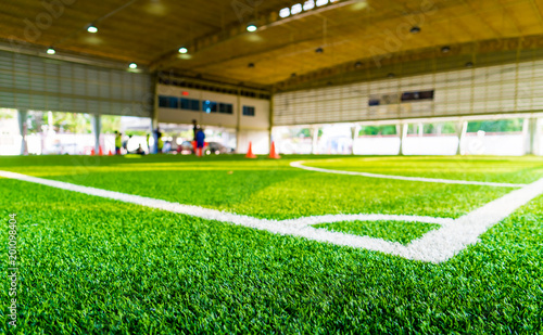 Corner kick spot in an indoor soccer field