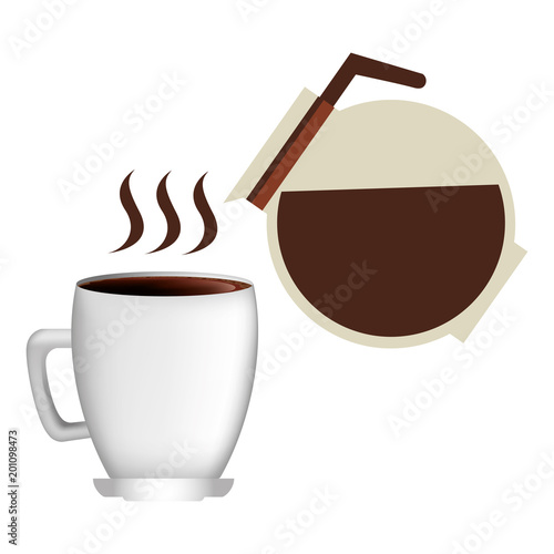coffee cup drink with teapot vector illustration design