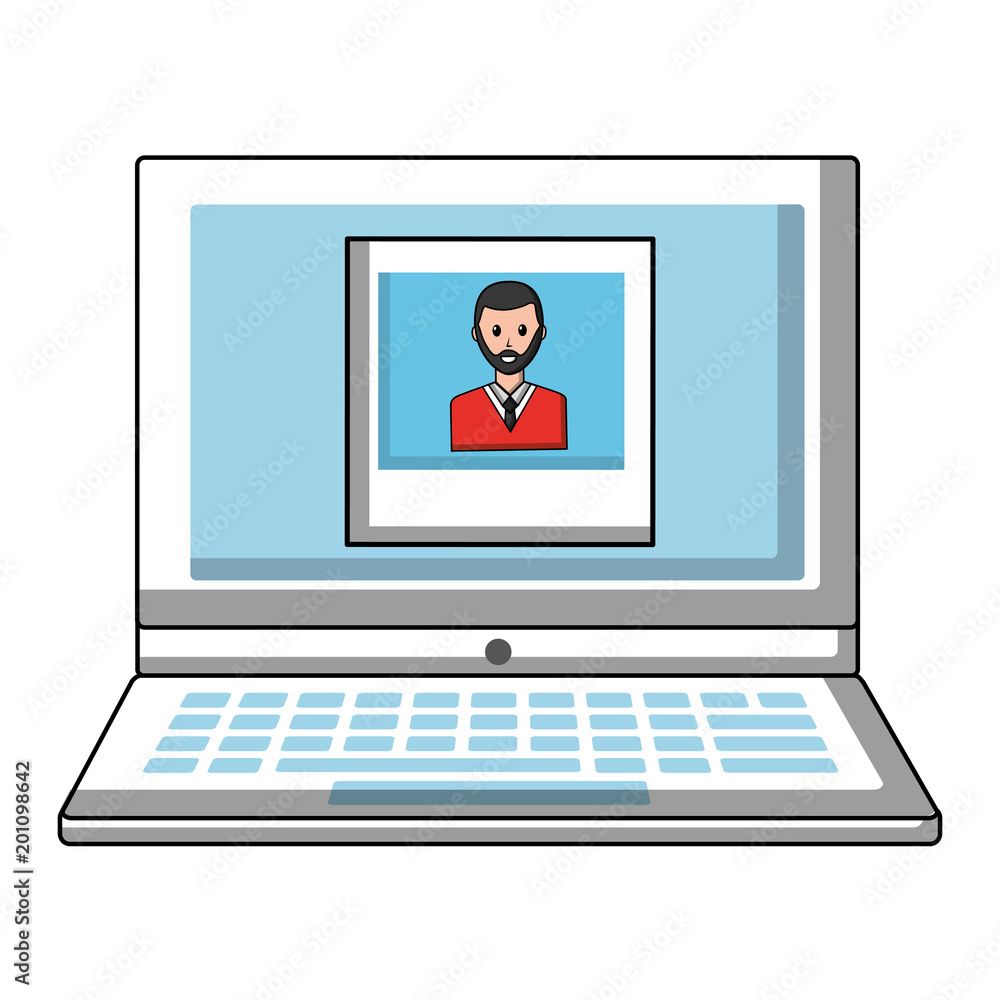 laptop computer with picture man vector illustration design laptop computer with picture man vector illustration design