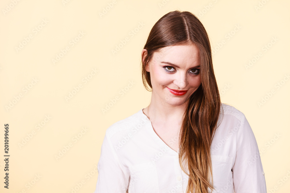 Smiling attractive woman with full makeup Smiling attractive woman with full makeup