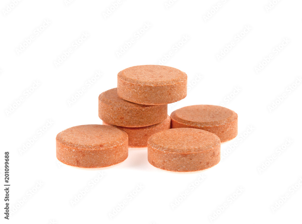vitamin c in tablets on white background vitamin c in tablets on white background