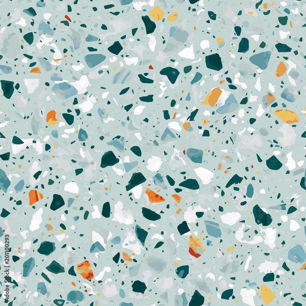 Fototapeta premium Terrazzo flooring vector seamless pattern. Classic italian type of floor in Venetian style