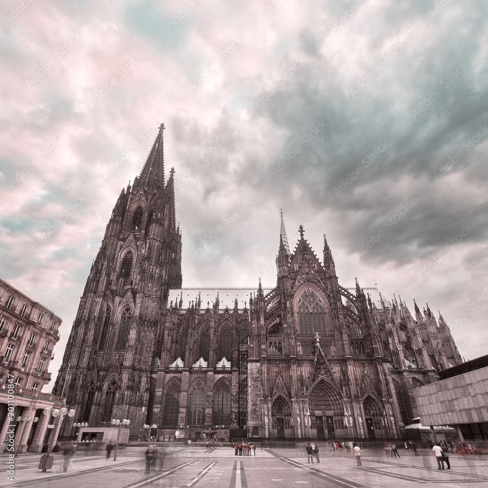 Cologne Cathedral on the south side and Square Roncalli in Cologne, Germany
