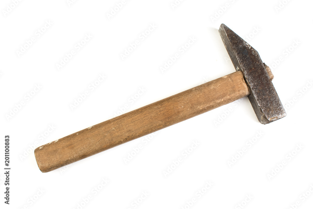 The hammer isolated on white background. Top view. The hammer isolated on white background. Top view.