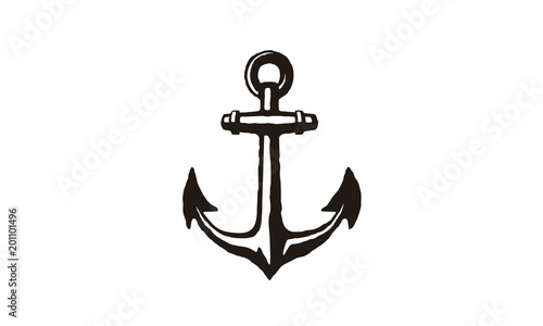 Anchor Rustic Hand Drawn Vintage Retro Hipster simple logo design for boat navy nautical ship transport