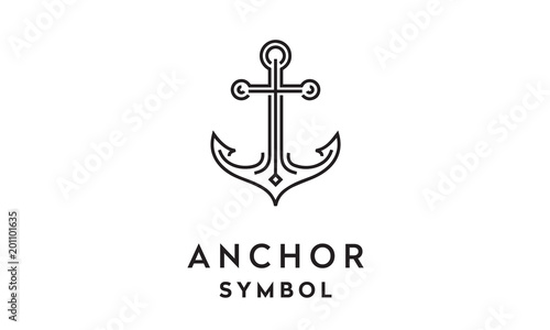 Fotografia, Obraz Anchor Mono Line Art logo design inspiration