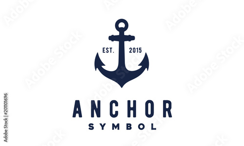 Simple Anchor Silhouette Vintage Retro logo design for boat ship navy nautical transport