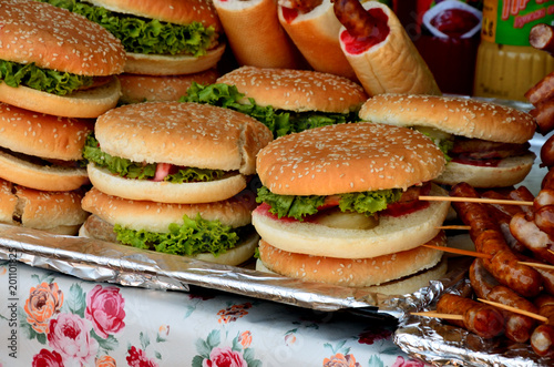 burgers lie on a tray