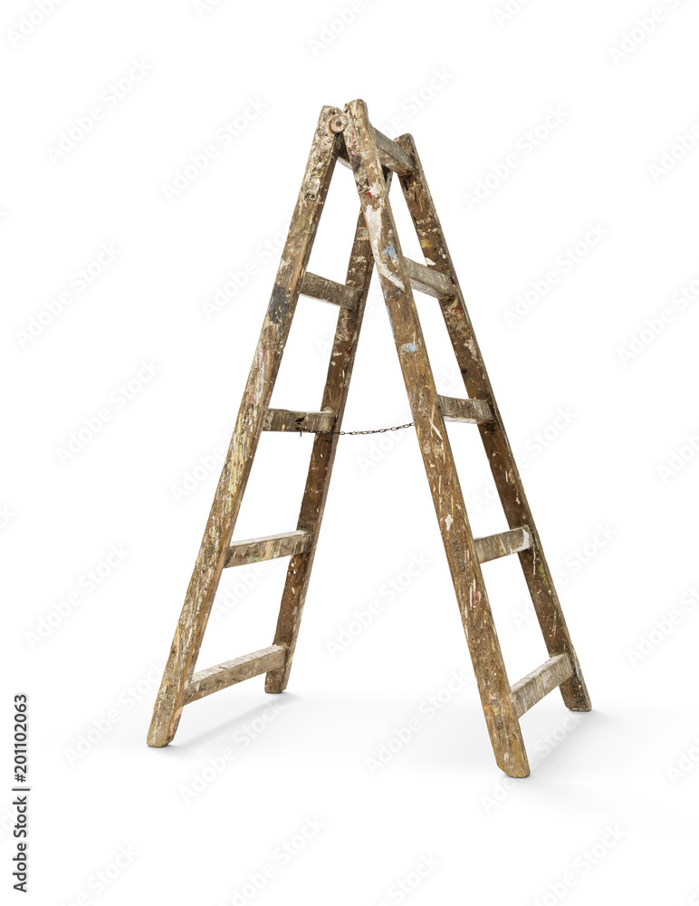 Old wooden ladder isolated on white, including clipping path Old wooden ladder isolated on white, including clipping path