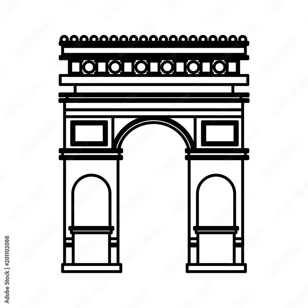Fototapeta premium arch of triumph france paris monument vector illustration outline