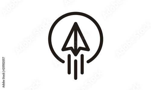 Raised Paper Plane startup aircraft flight rocket icon Logo design 