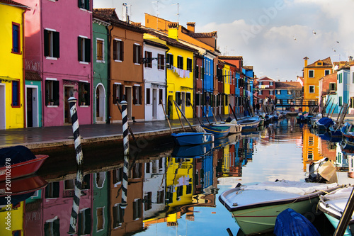 Colorful houses in Burano, Venice, Italy.