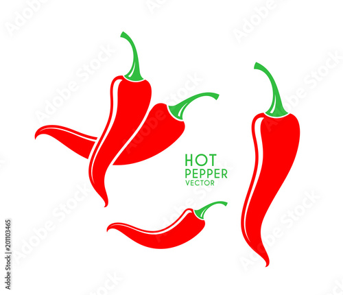 Chili pepper. Red peppers on white background. Vector illustration