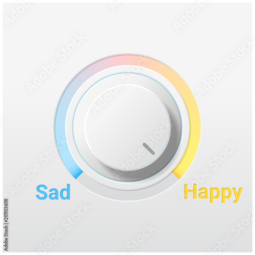 Emotional background with sad and happy switch control knob , vector , illustration