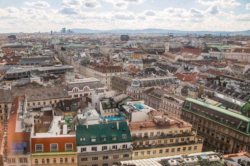 Naklejka premium Panorama, Altstadt und Sehenswürdigkeiten von Wien, Österreich