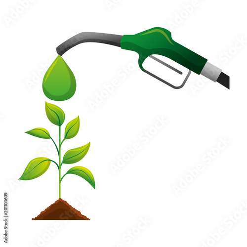 fuel gun with plant vector illustration design