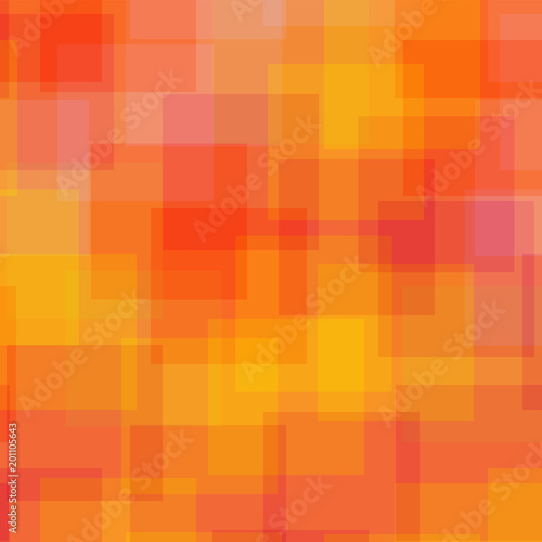 Abstract squares pattern. Orange geometric background. Splendid random squares. Geometric chaotic decor. Vector illustration.