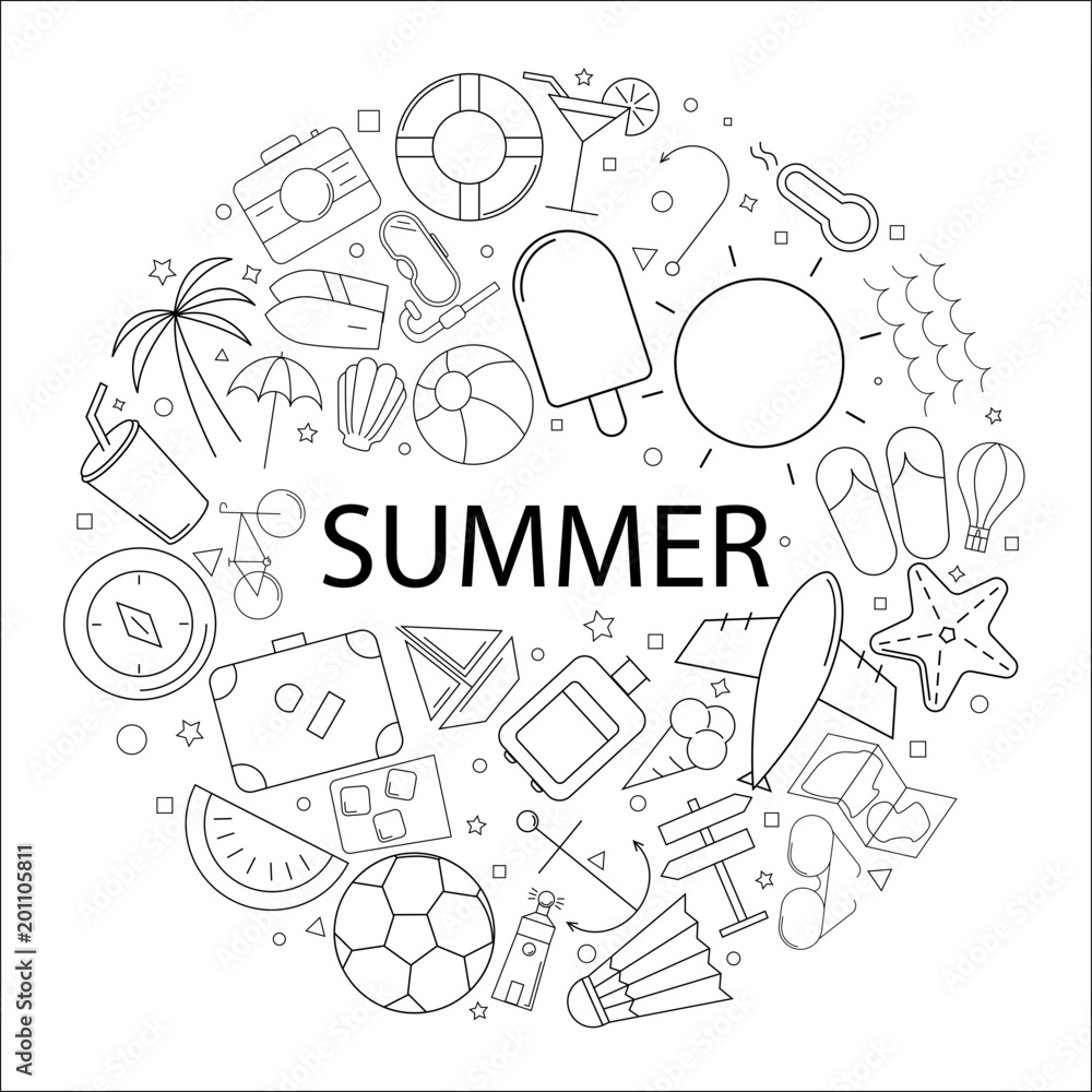 Vector summer pattern with word. Summer background