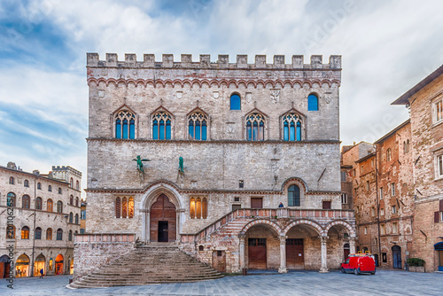 View of Palazzo dei Priori, historical building in Perugia, Italy photo