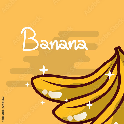 banana fruit delicious shiny poster vector illustration