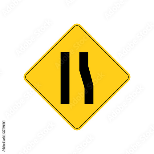 USA traffic road signs. right lane ends ahead. vector illustration