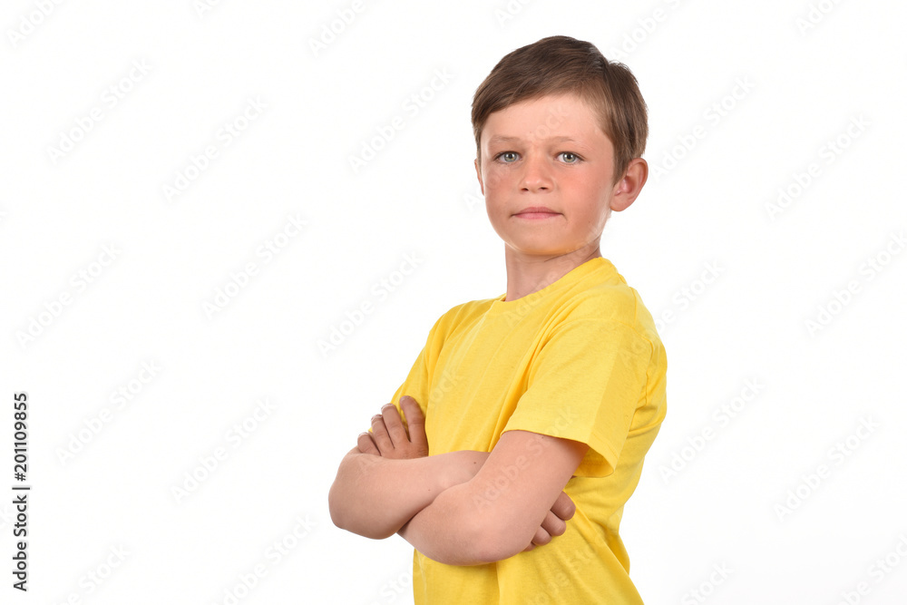 Emotional boy on a white background. Portrait of a teenager. Emotional boy on a white background. Portrait of a teenager.